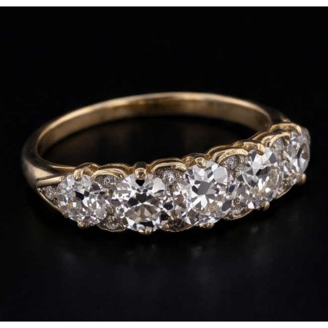 Jubiläumsband Rund alter Bergmann Natürlicher Diamant ( nicht im Labor gezüchtet ) 5 Steinschmuck 5 Karat