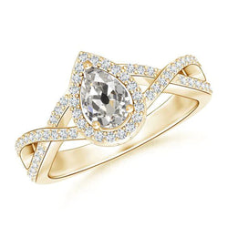 Jubiläumshalo Ring Altschliff Echt Aus der Erde Abgebauter Natürlicher Diamant Birne & Rund 2.50 Karat
