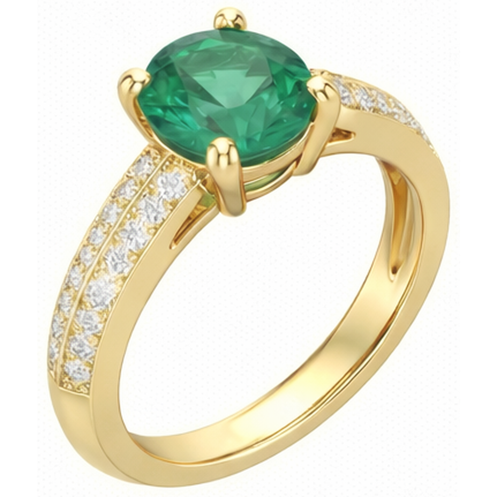 echter round smaragd 2.25Karat ring Draufsicht