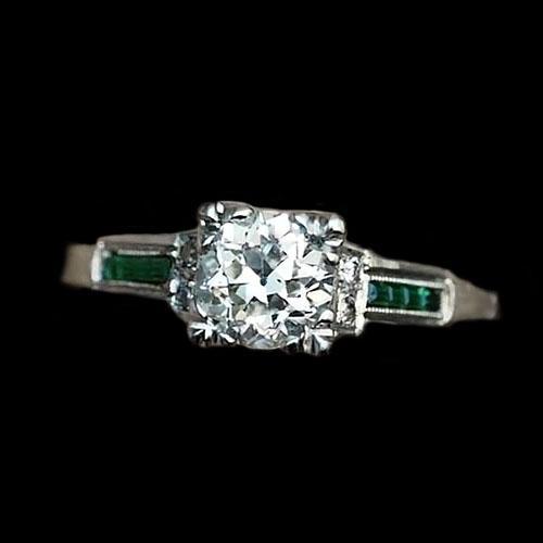 Jubiläumsring Altschliff Diamant & Smaragd 1,75 Karat