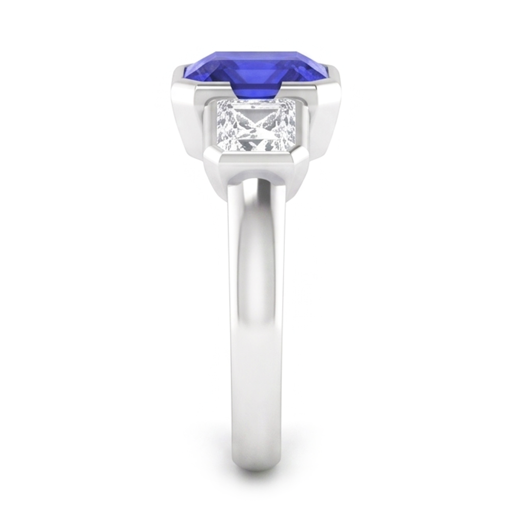 Jubiläumsring Asscher Natürlicher Diamant ( nicht im Labor gezüchtet ) Radiant Sapphire 3 Karat 3 Stein