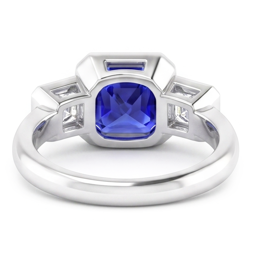 Jubiläumsring Asscher Natürlicher Diamant ( nicht im Labor gezüchtet ) Radiant Sapphire 3 Karat 3 Stein