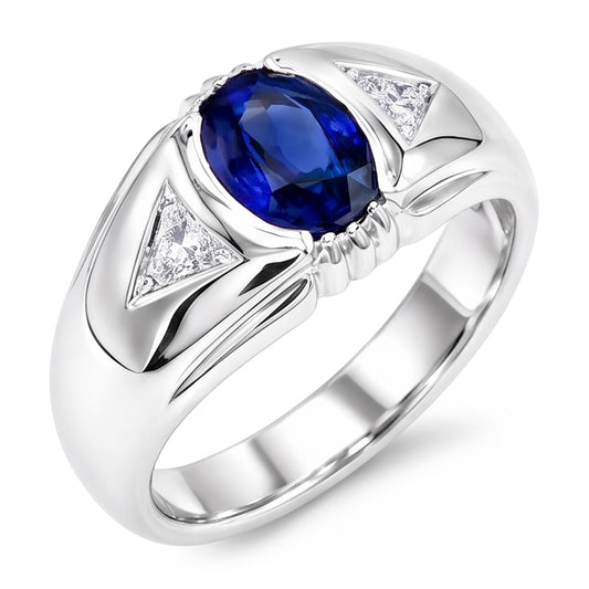Jubiläumsring Oval Ceylon Saphir Vintage Style 1.25 Karat