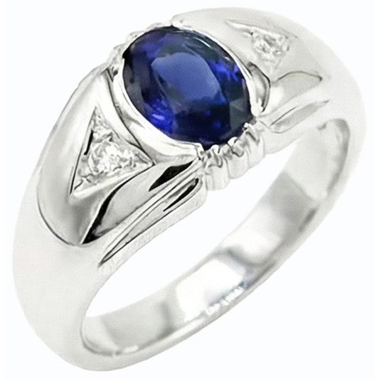 Jubiläumsring Oval Ceylon Saphir Vintage Style 1.25 Karat