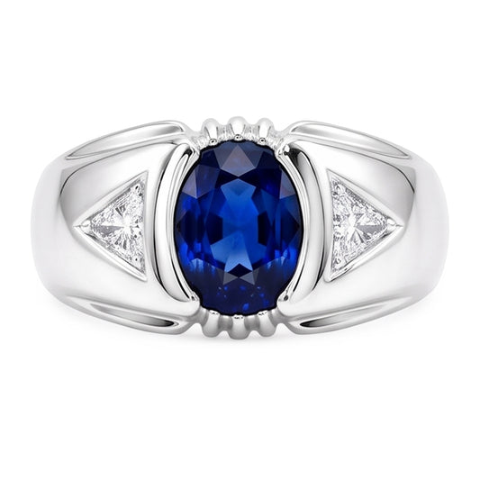 Jubiläumsring Oval Ceylon Saphir Vintage Style 1.25 Karat