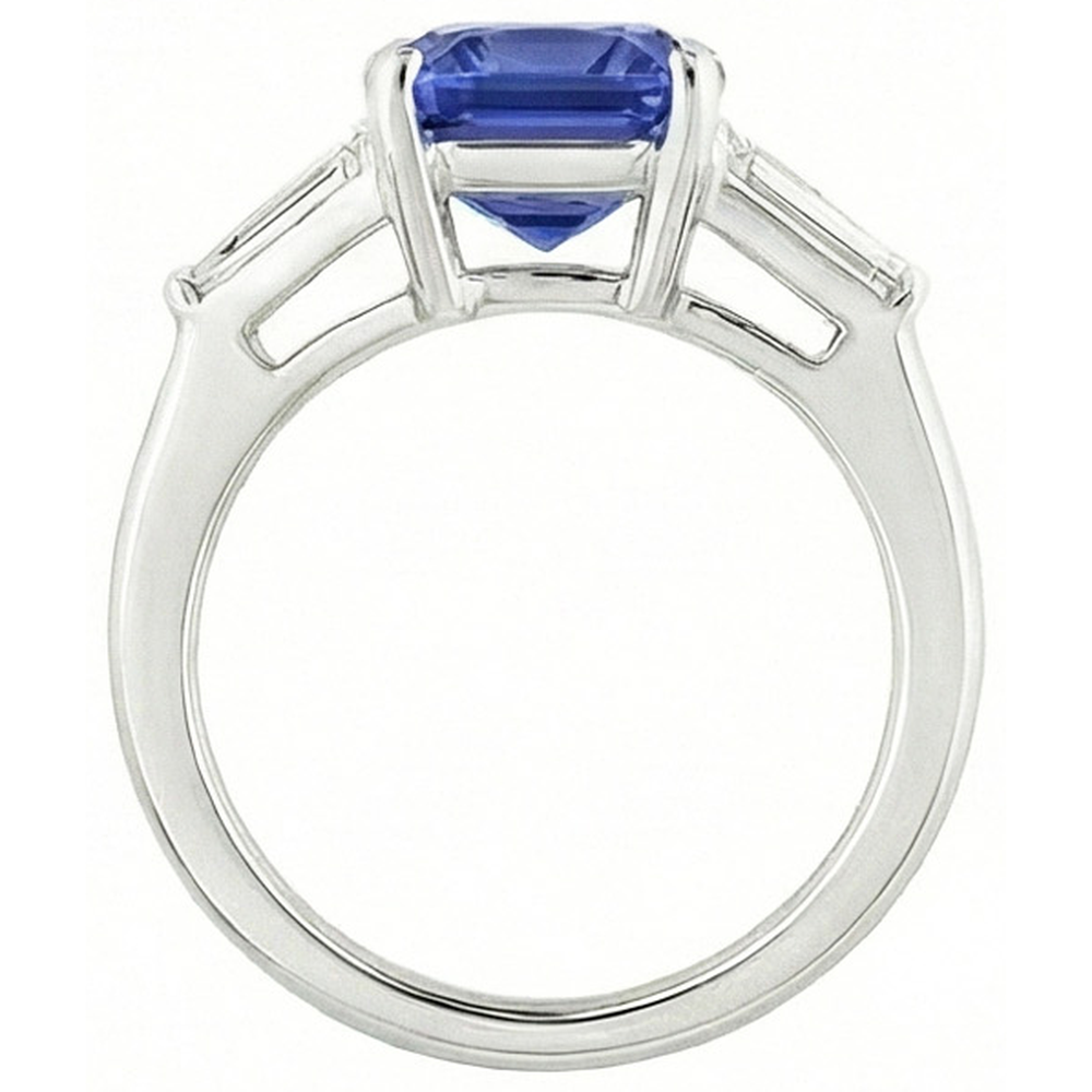 Jubiläumsring Radiant Cut Saphir & Baguette Natürlicher Diamant ( nicht im Labor gezüchtet )en 3,50 Karat