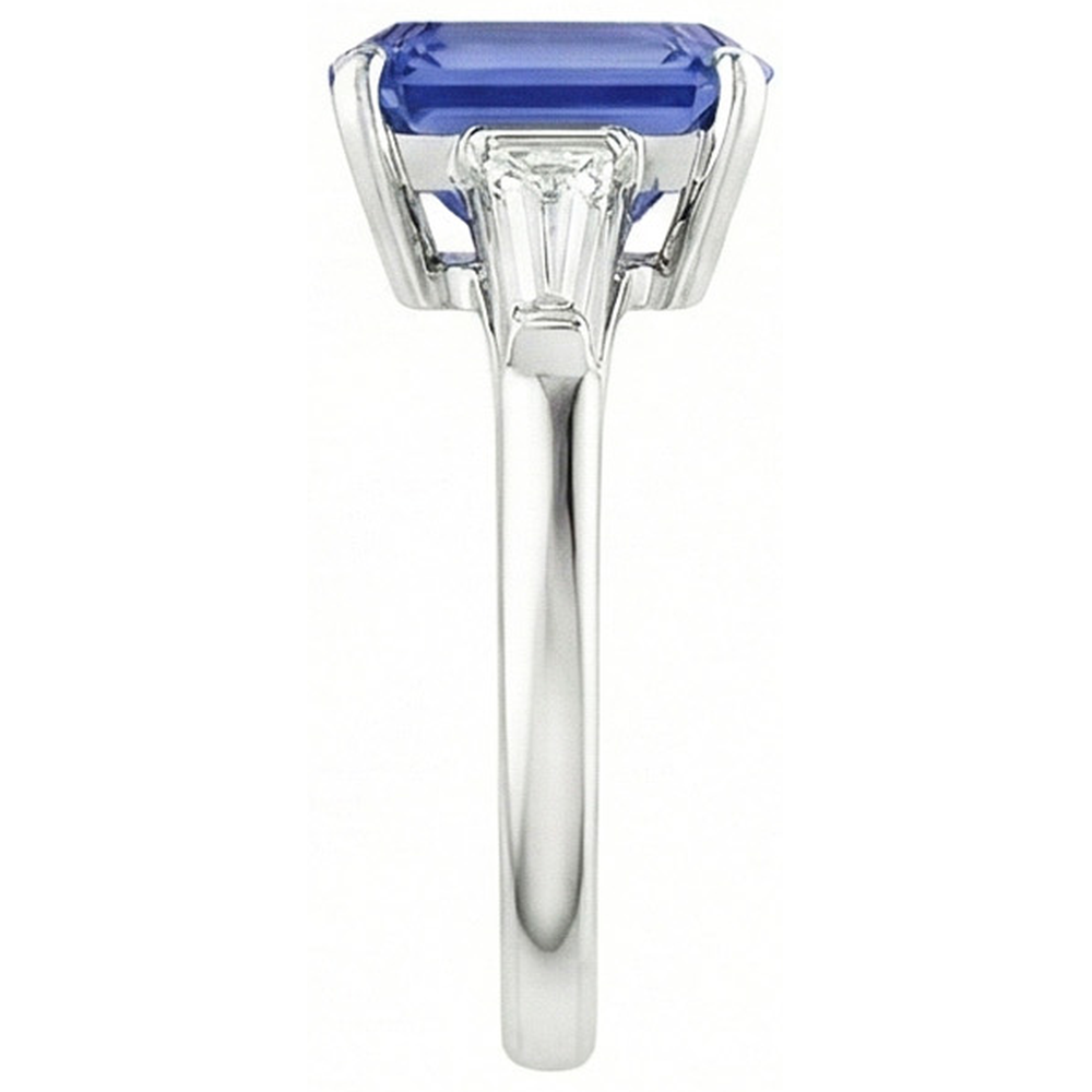 Jubiläumsring Radiant Cut Saphir & Baguette Natürlicher Diamant ( nicht im Labor gezüchtet )en 3,50 Karat