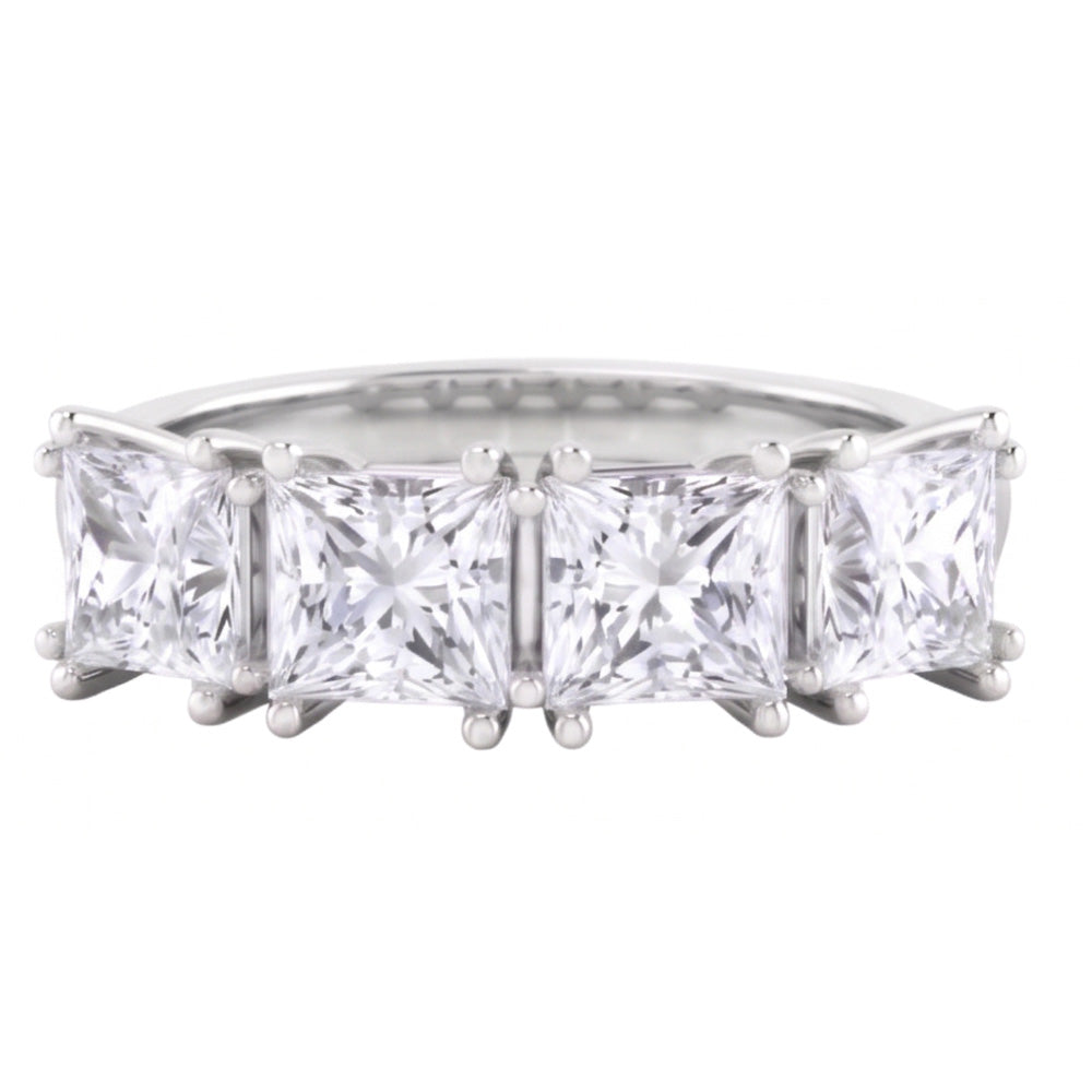 Jubiläumsring aus echtem Aus der Erde Abgebauter Natürlicher Diamant im Princess-Schliff, 3 Karat