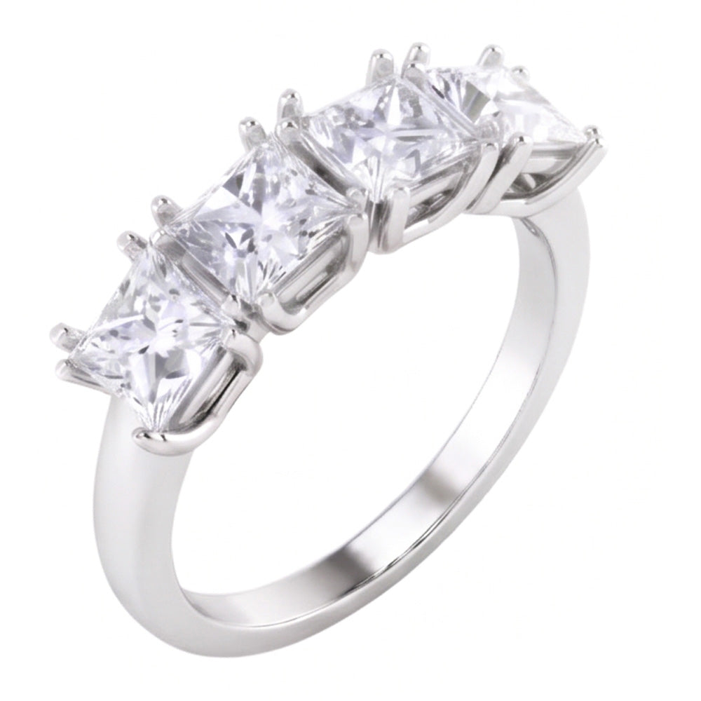 Jubiläumsring aus echtem Aus der Erde Abgebauter Natürlicher Diamant im Princess-Schliff, 3 Karat