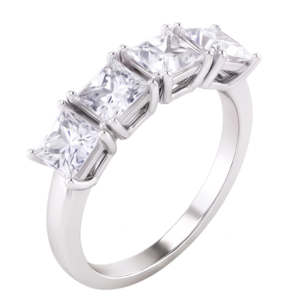 Jubiläumsring aus echtem Aus der Erde Abgebauter Natürlicher Diamant im Princess-Schliff, 3 Karat
