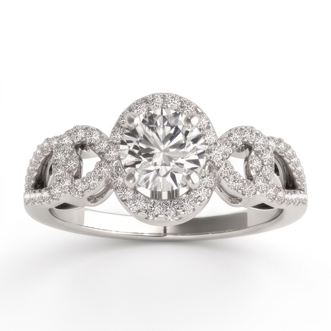 Jubiläumsrunder Echt Aus der Erde Abgebauter Natürlicher Diamant-Verlobungsring Antik-Stil 2 ct. WG 14K