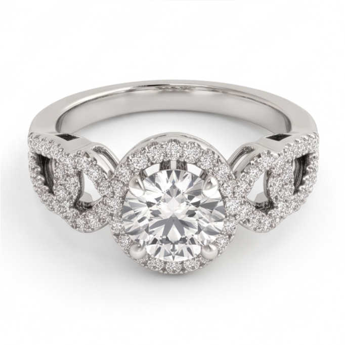 Jubiläumsrunder Echt Aus der Erde Abgebauter Natürlicher Diamant-Verlobungsring Antik-Stil 2 ct. WG 14K