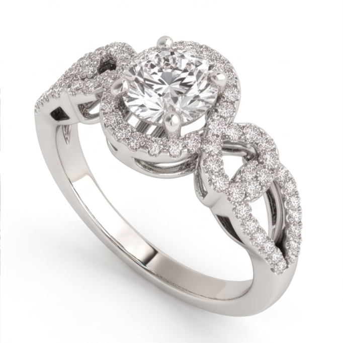 Jubiläumsrunder Echt Aus der Erde Abgebauter Natürlicher Diamant-Verlobungsring Antik-Stil 2 ct. WG 14K