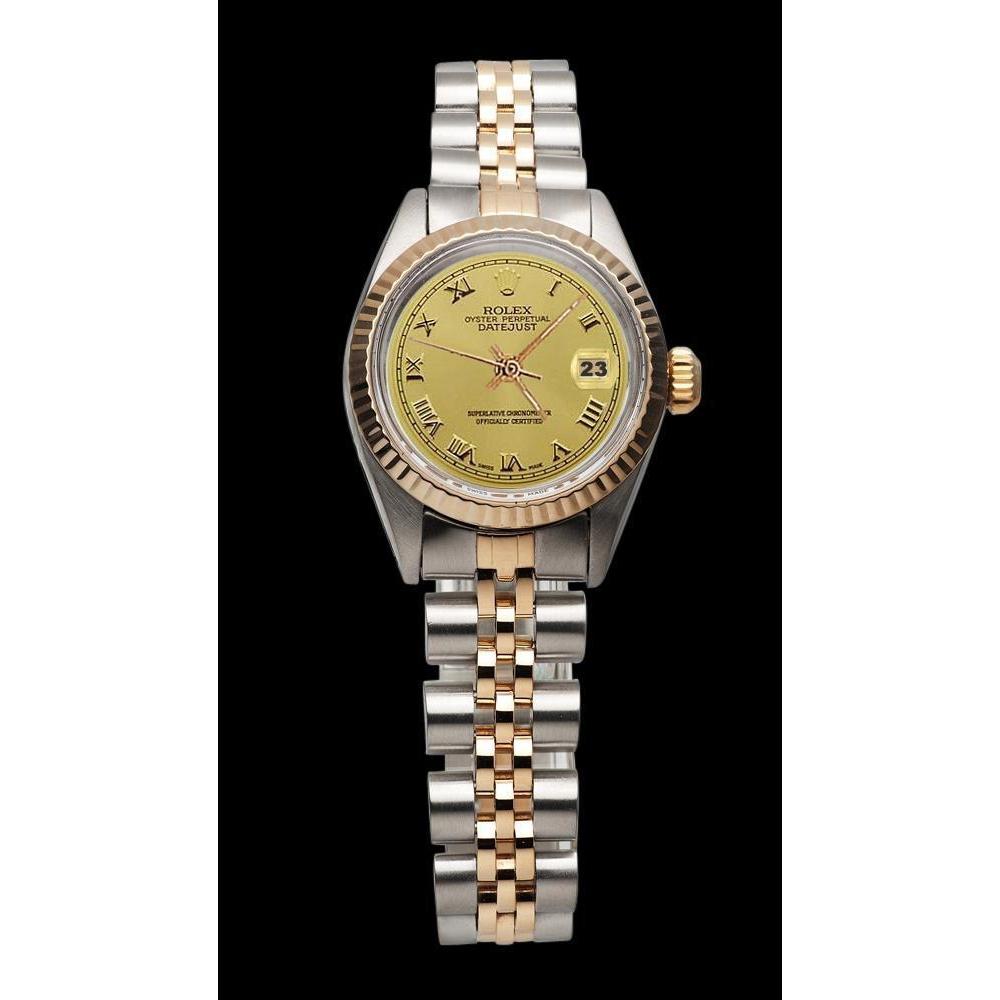Jubilee Rolex Date Just Dial Damenuhr aus Gelbgold und Edelstahl