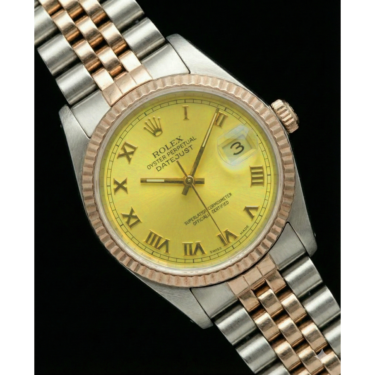 Jubilee Rolex Date Just Dial Damenuhr aus Gelbgold und Edelstahl