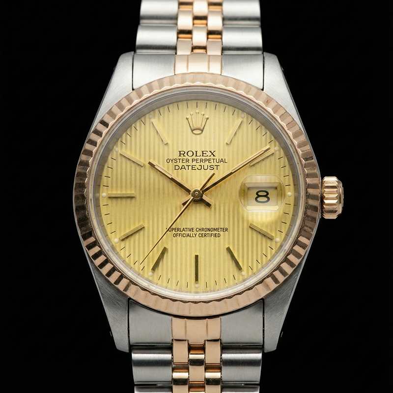Jubilee Rolex Datejust Zifferblatt Damenuhr aus Edelstahl und Gelbgold
