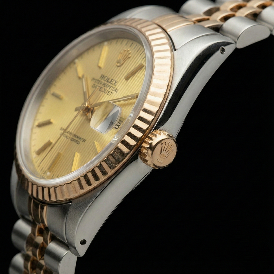 Jubilee Rolex Datejust Zifferblatt Damenuhr aus Edelstahl und Gelbgold
