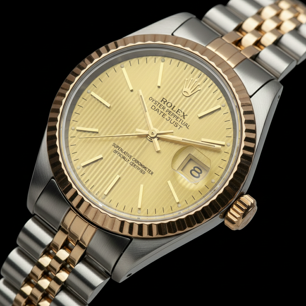 Jubilee Rolex Datejust Zifferblatt Damenuhr aus Edelstahl und Gelbgold
