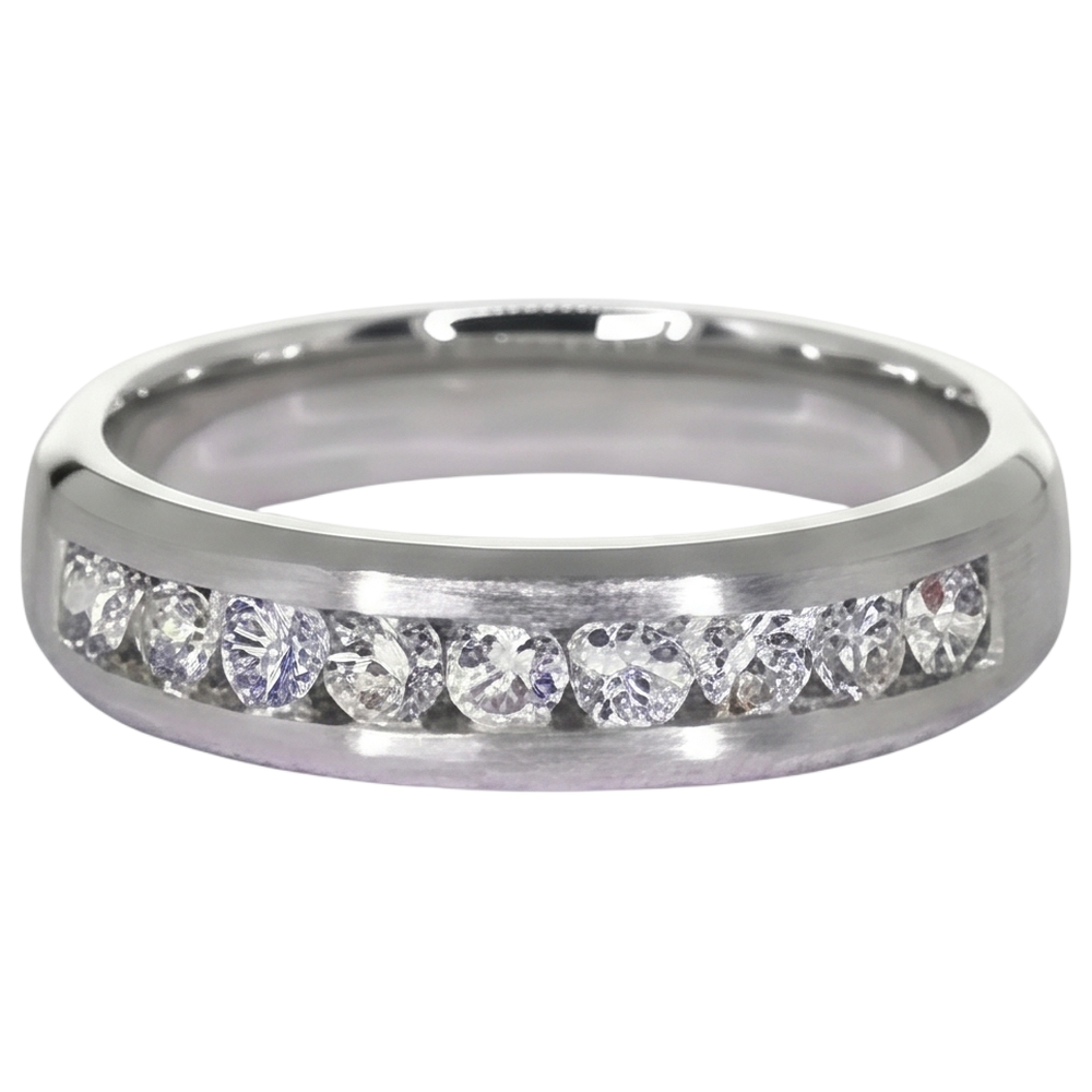 Kanalset Ehering runder Aus der Erde Abgebauter Natürlicher Diamant 1,35 Karat Schmuck