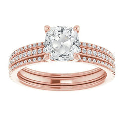 Kissen Altschliff Echt Diamant Ehering Set Roségold 9.50 Karat