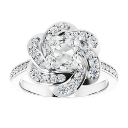 Kissen Altschliff Echt Diamant Halo Ring Krappen Twisted Style 8.25 Karat