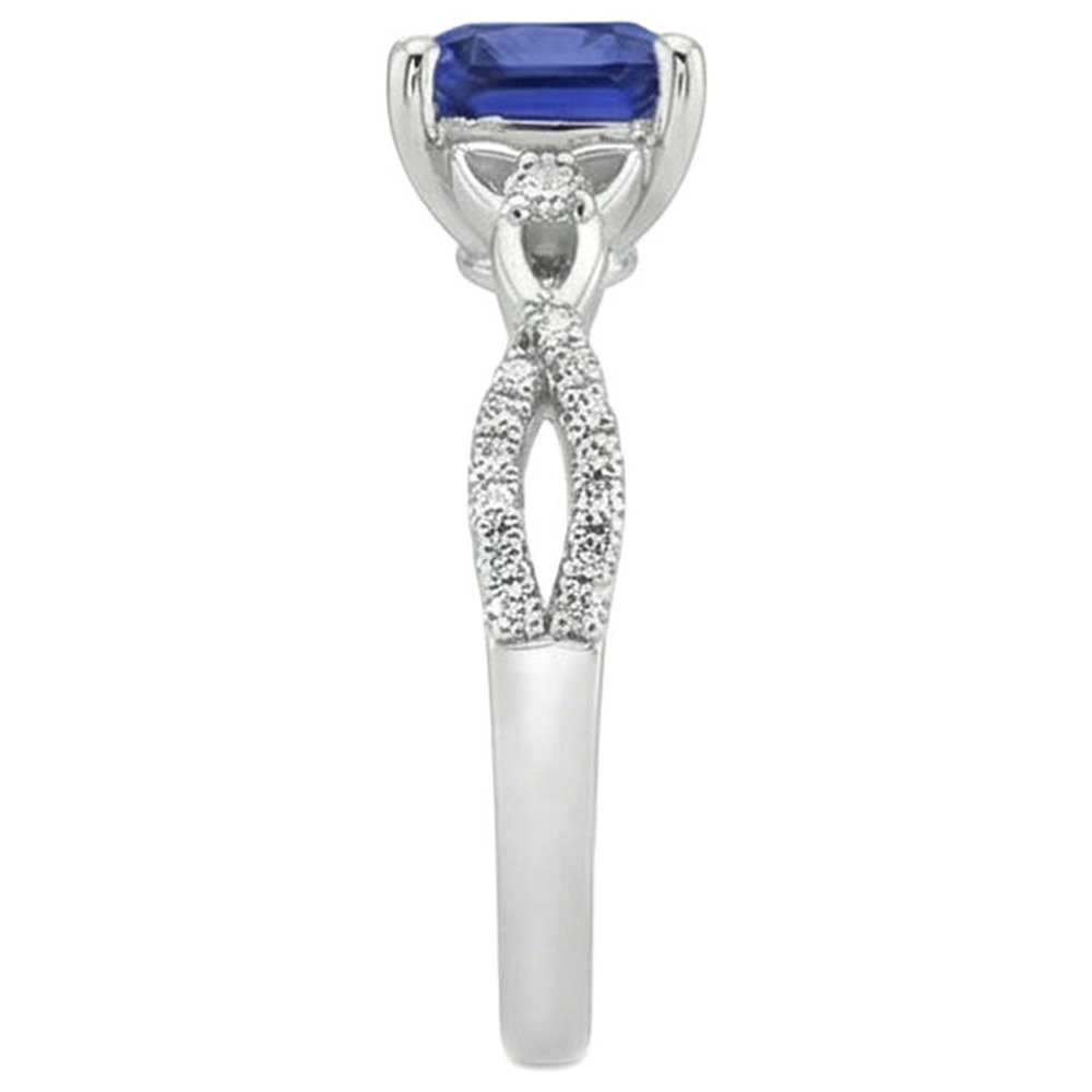 Kissen Blauer Ceylon Saphir Und Aus der Erde Abgebauter Natürlicher Diamant Edelstein Ring 3,25 Karat
