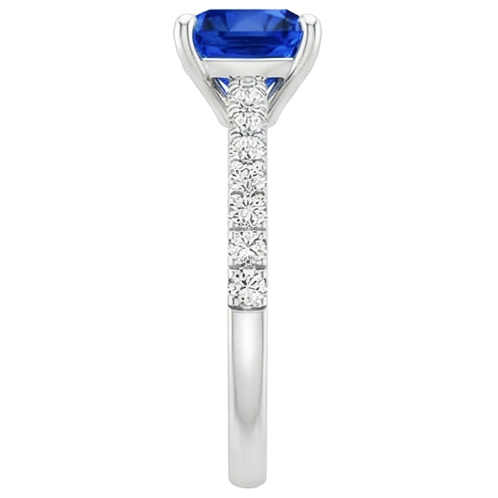 Kissen Blauer Saphir-Aus der Erde Abgebauter Natürlicher Diamant-Ring mit Pave Set Akzenten 2,75 Karat