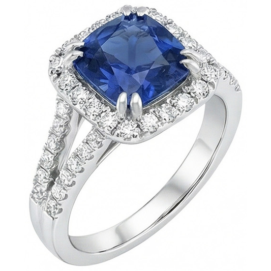 echter round saphir 3Karat ring Vorderansicht