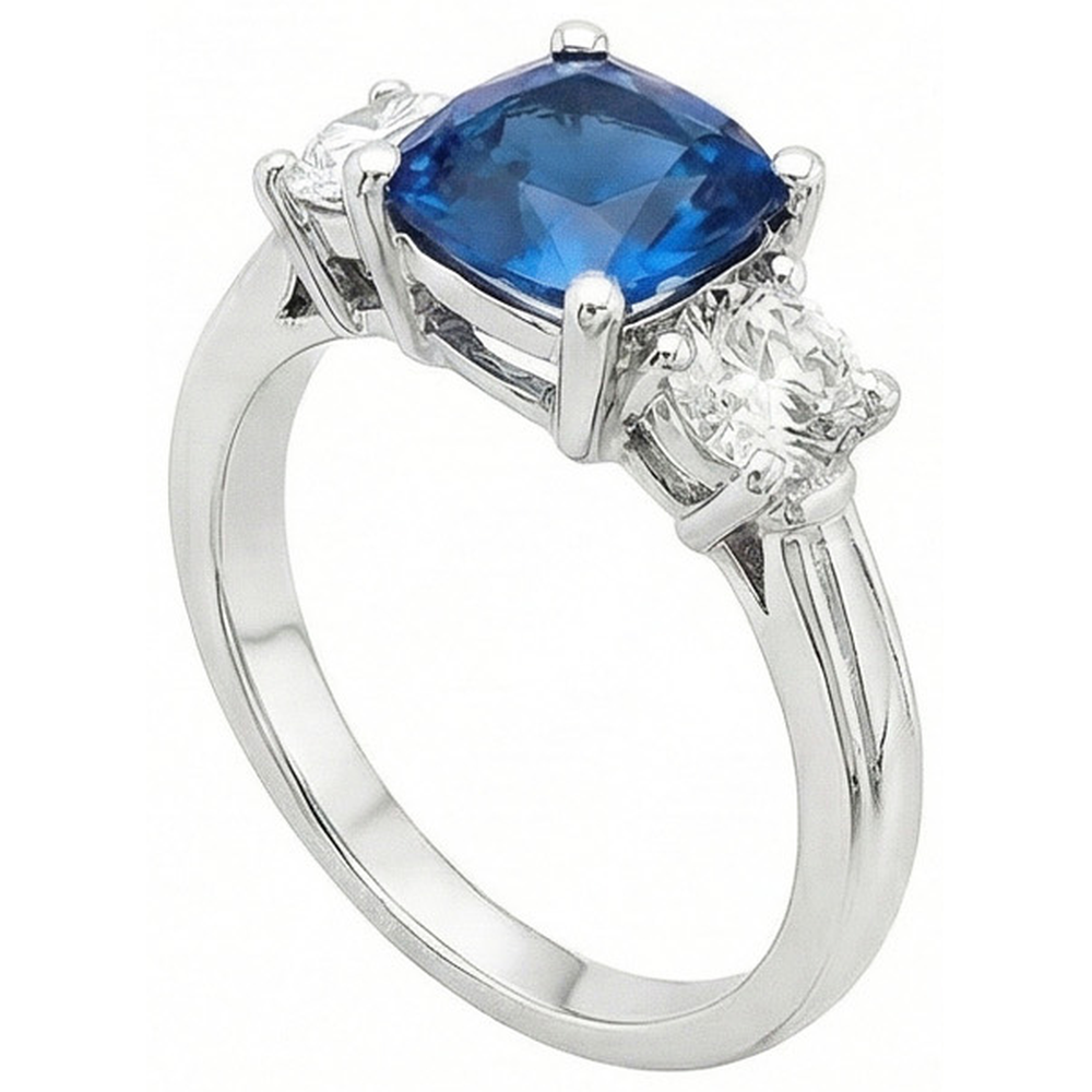 echter round saphir 4.51Karat ring Detailansicht