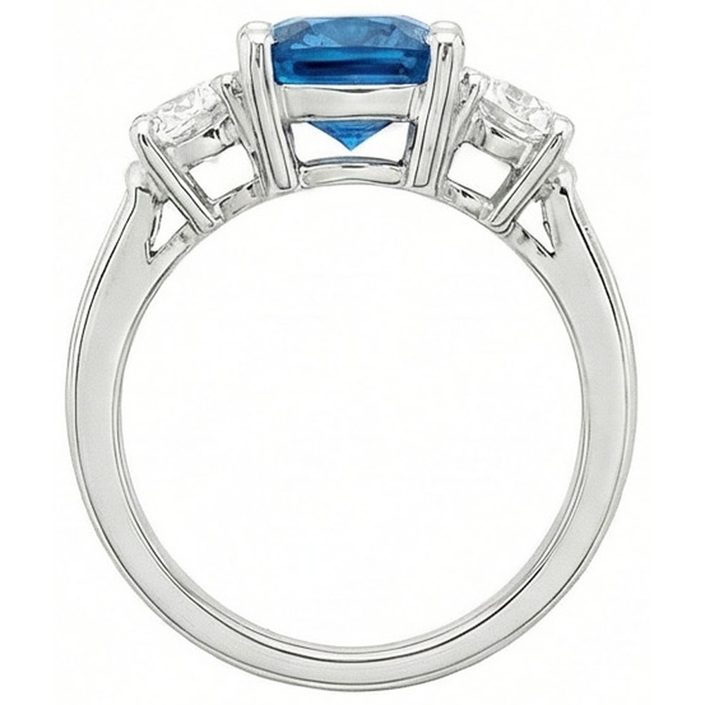 echter round saphir 4.51Karat ring Profilansicht