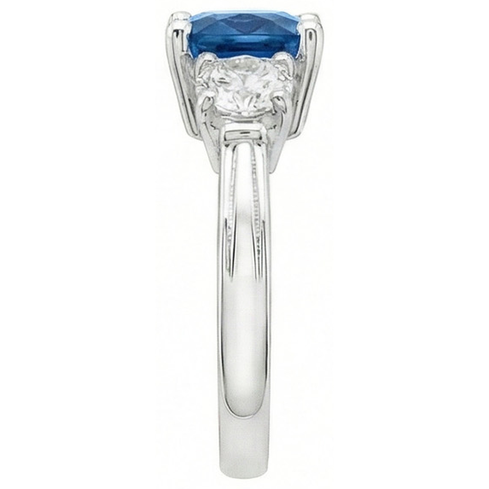 echter round saphir 4.51Karat ring Draufsicht
