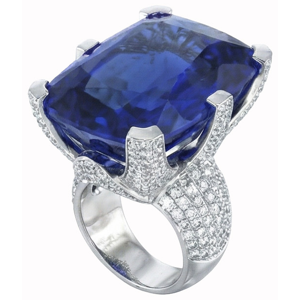Kissen Ceylon blauer Saphir und runde Aus der Erde Abgebauter Natürlicher Diamanten 8.51 Karat Ring