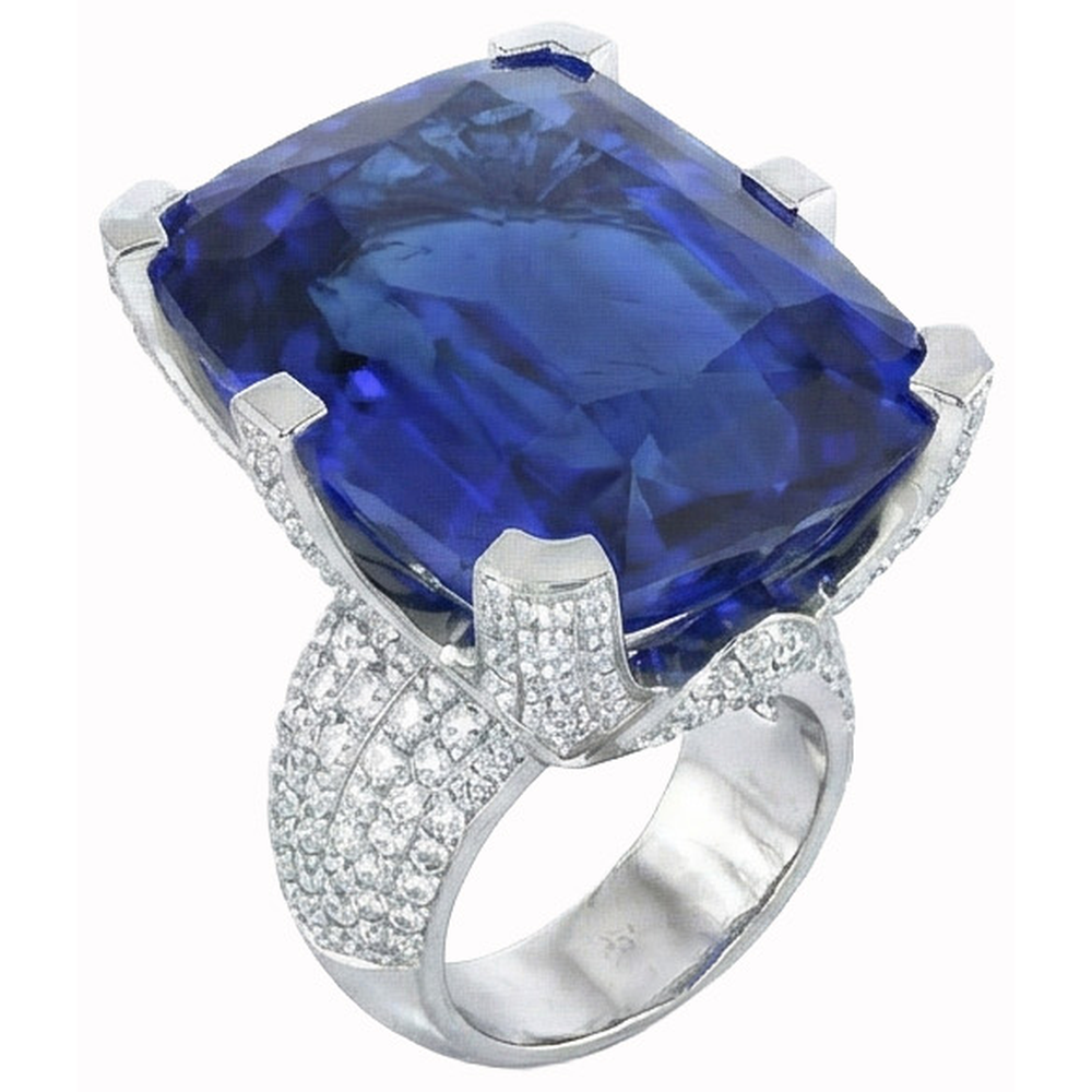Kissen Ceylon blauer Saphir und runde Aus der Erde Abgebauter Natürlicher Diamanten 8.51 Karat Ring