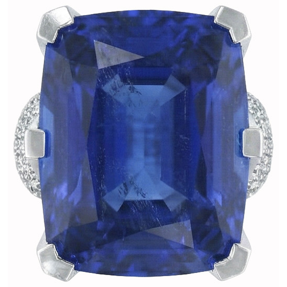 Kissen Ceylon blauer Saphir und runde Aus der Erde Abgebauter Natürlicher Diamanten 8.51 Karat Ring