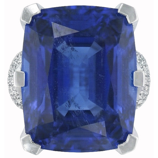 Kissen Ceylon blauer Saphir und runde Aus der Erde Abgebauter Natürlicher Diamanten 8.51 Karat Ring