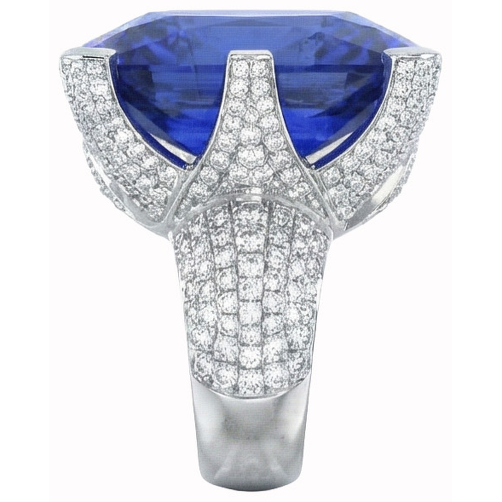 Kissen Ceylon blauer Saphir und runde Aus der Erde Abgebauter Natürlicher Diamanten 8.51 Karat Ring
