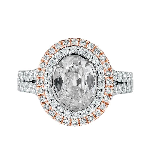 Kissen Doppel Halo Ring alter Bergmann Echt Diamant Lünette 5,25 Karat