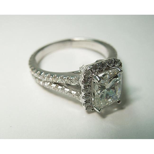 Kissen Echt Diamant Royal Halo Verlobungsring 2.75 Karat Weißgold 14K