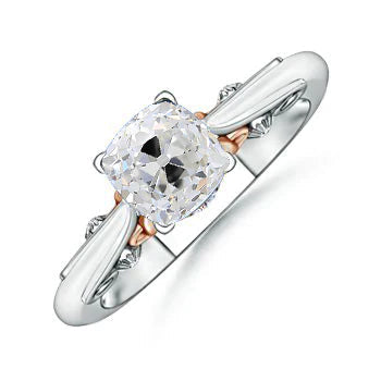 Kissen Echt Diamant alter Bergmann Ring Solitaire 1,50 Karat Filigran Zweifarbig