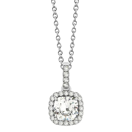 Kissen Halo Echt Diamant Anhänger ohne Kette Halskette 1,35 Karat WG 14K