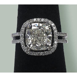 Kissen Halo Echt Diamant Pave Ring 5,52 Karat Gold 14K