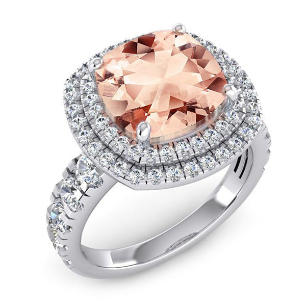 Kissen Morganit Aus der Erde Abgebauter Natürlicher Diamant Ring