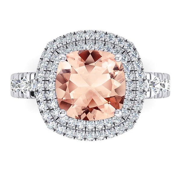 Kissen Morganit Diamant Ring