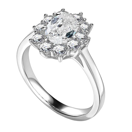 Kissen Old Mine Cut Echt Diamant Halo Ring Blumenstil 2.50 Karat