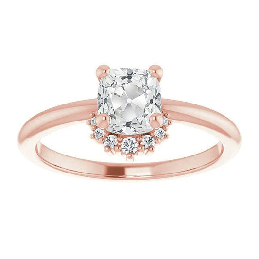 Kissen Old Mine Cut Echt Diamantring Krappenset Rose Gold Schmuck 4 Karat