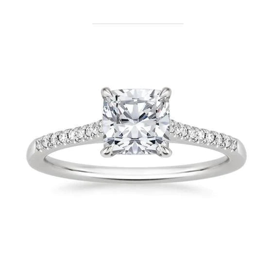 Kissen & Rund 3.40 Karat Echt Diamant-Verlobungsring Weißgold 14K