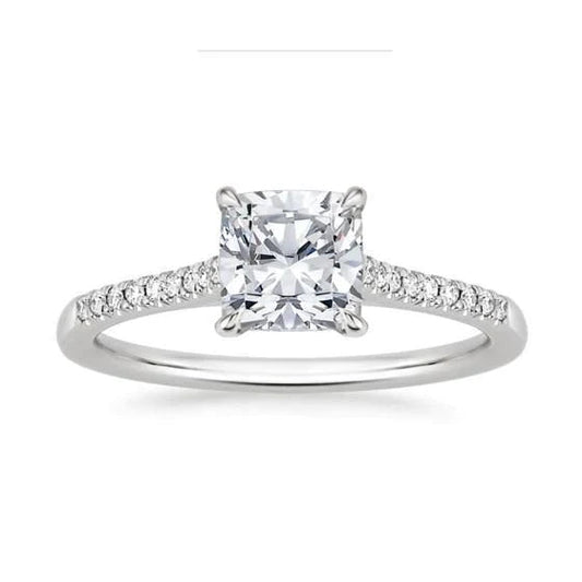 Kissen & Rund 3.40 Karat Echt Diamant-Verlobungsring Weißgold 14K