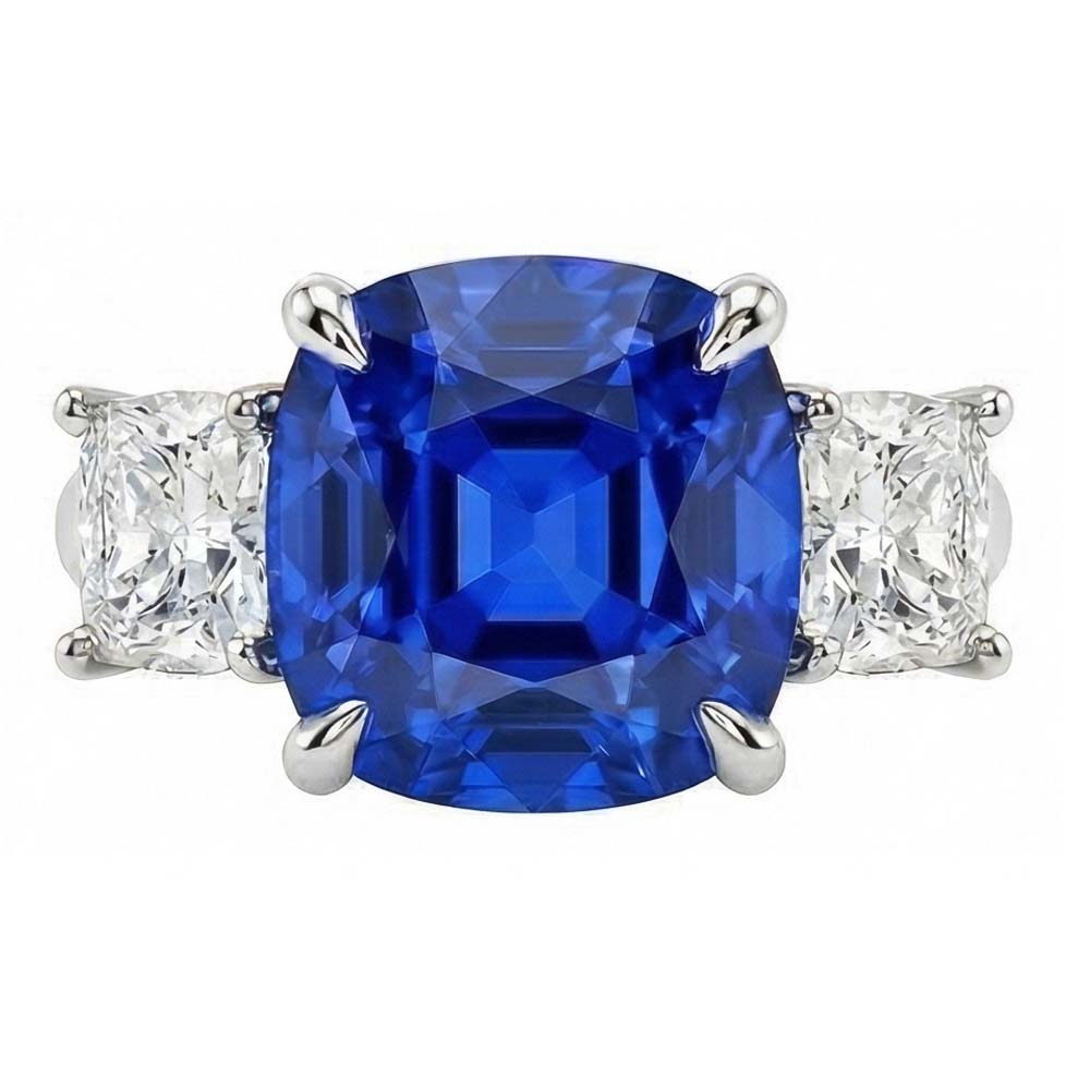 echter cushion diamant 4Karat ring Vorderansicht