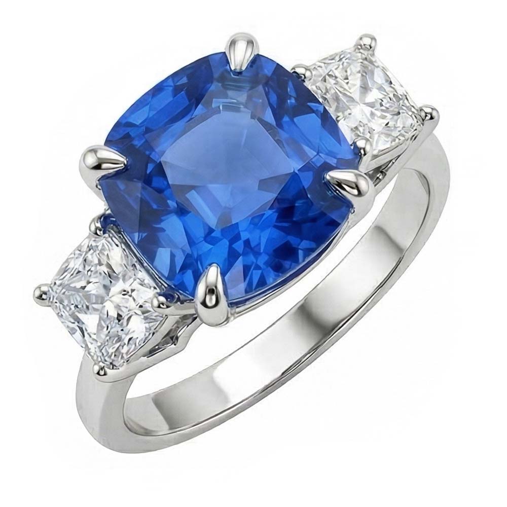 echter cushion diamant 4Karat ring Seitenansicht
