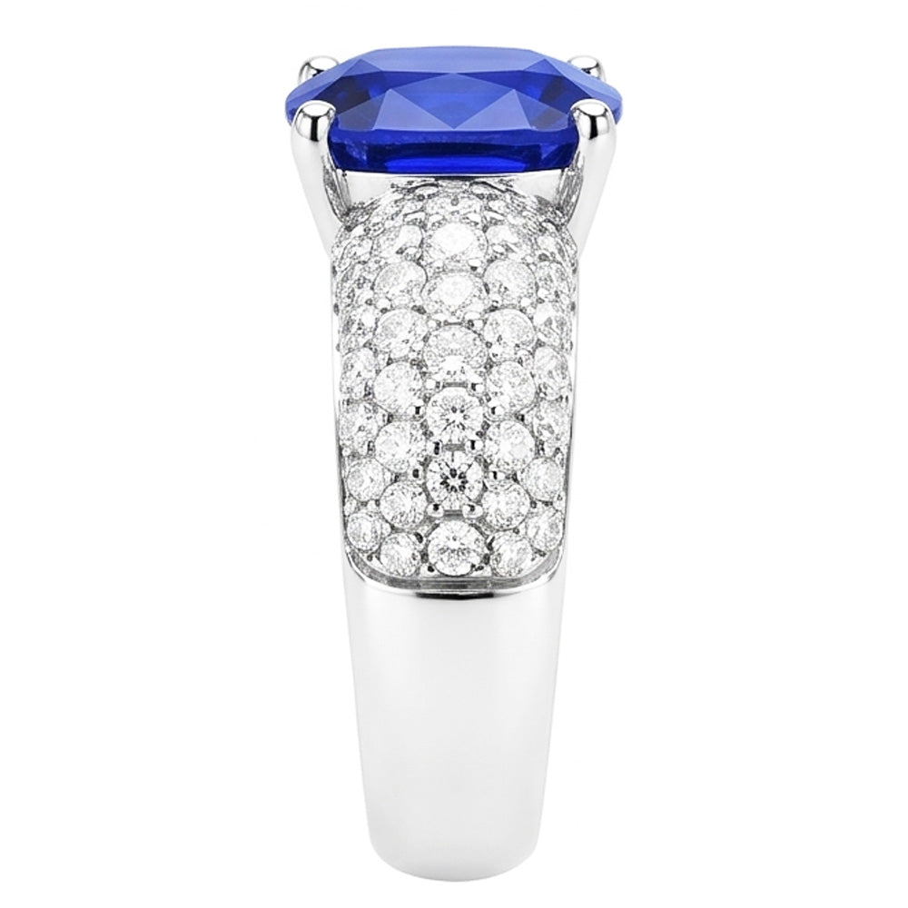 Kissen Saphir Edelstein Ring Weißgold 14K Natürlicher Diamant ( nicht im Labor gezüchtet )en 3,50 Karat